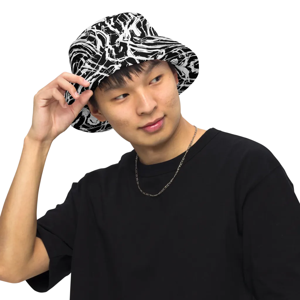 Ink Torrent on Reversible Bucket Hat — Front Inside