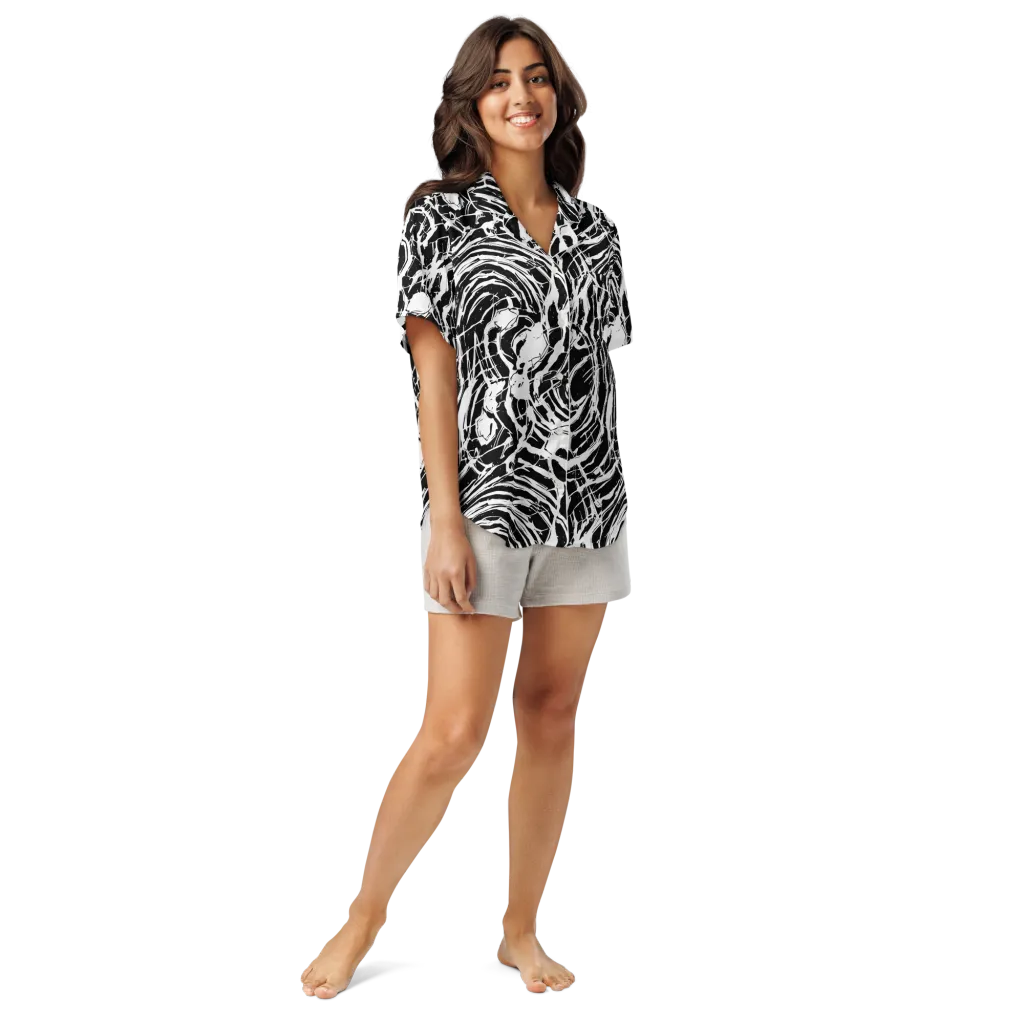 Ink Torrent on Women's Short Sleeve Pajama Top — Front