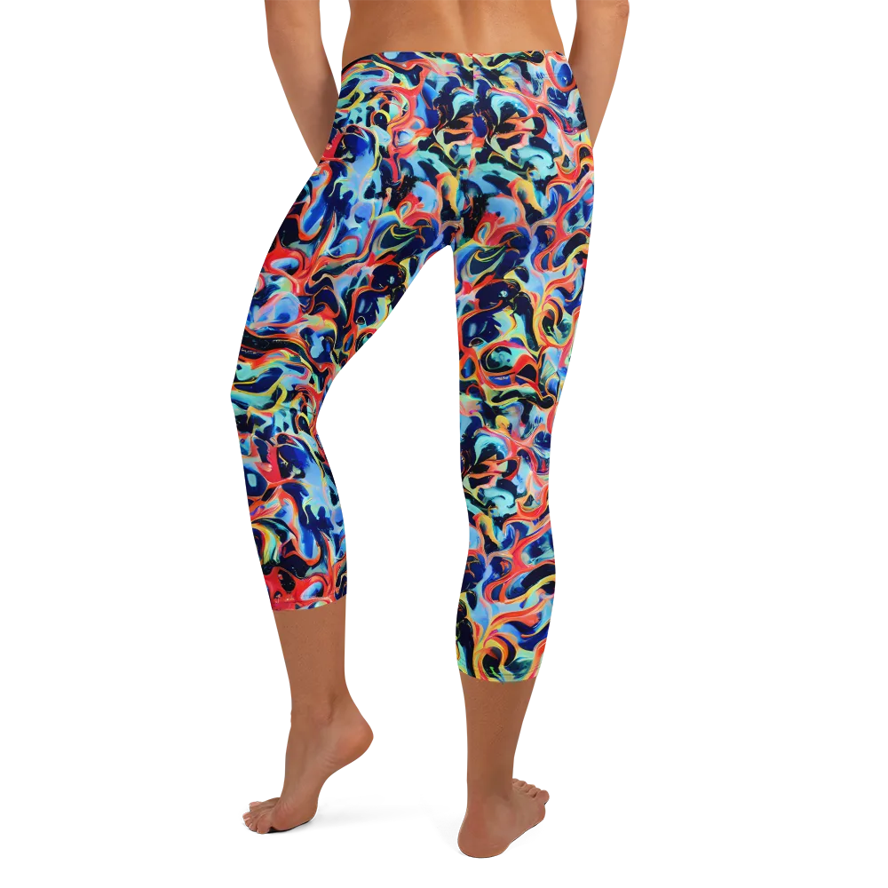 Bluefire Swirl on Capri Leggings — Back