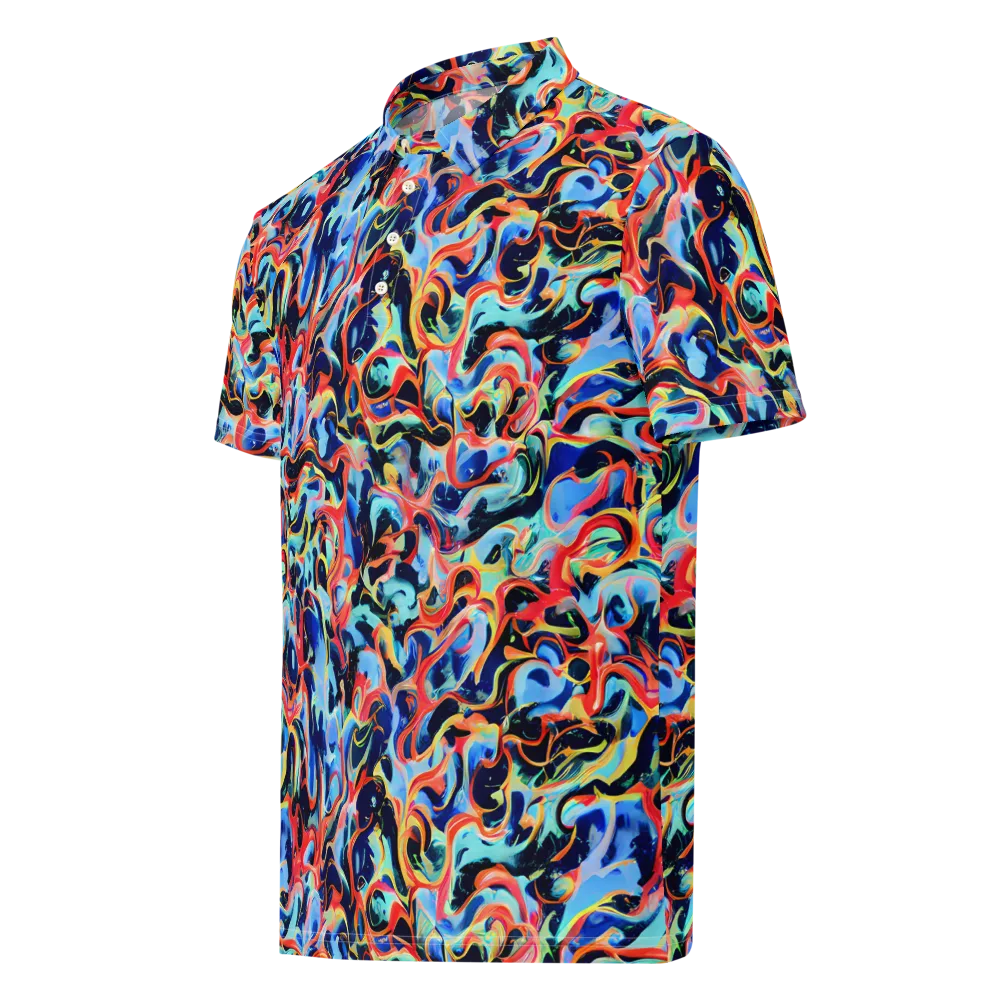Bluefire Swirl on Men's Slim Fit Polo Shirt — Left Front