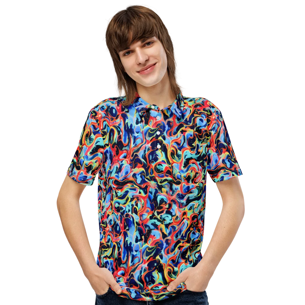 Bluefire Swirl on Men's Slim Fit Polo Shirt — Front