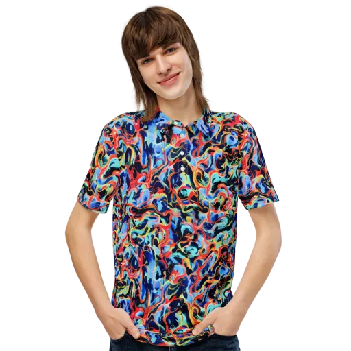 Bluefire Swirl on a Men's Slim Fit Polo Shirt