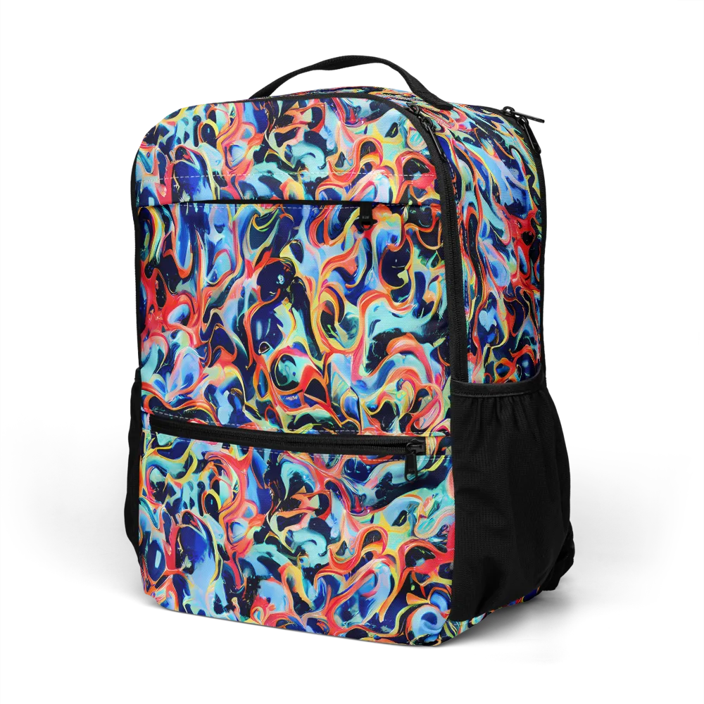 Bluefire Swirl on Utility Backpack — Left Front