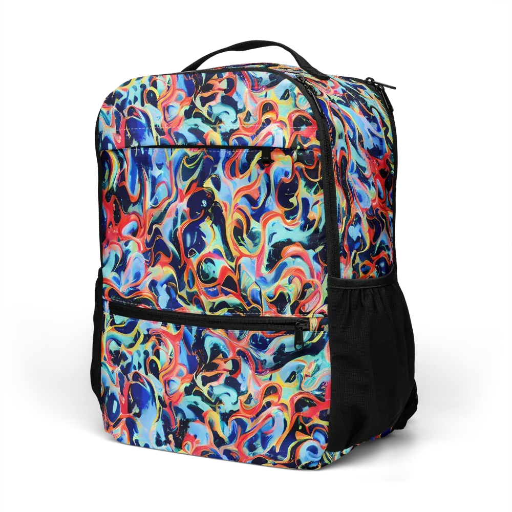 Bluefire Swirl on Utility Backpack — Left Front