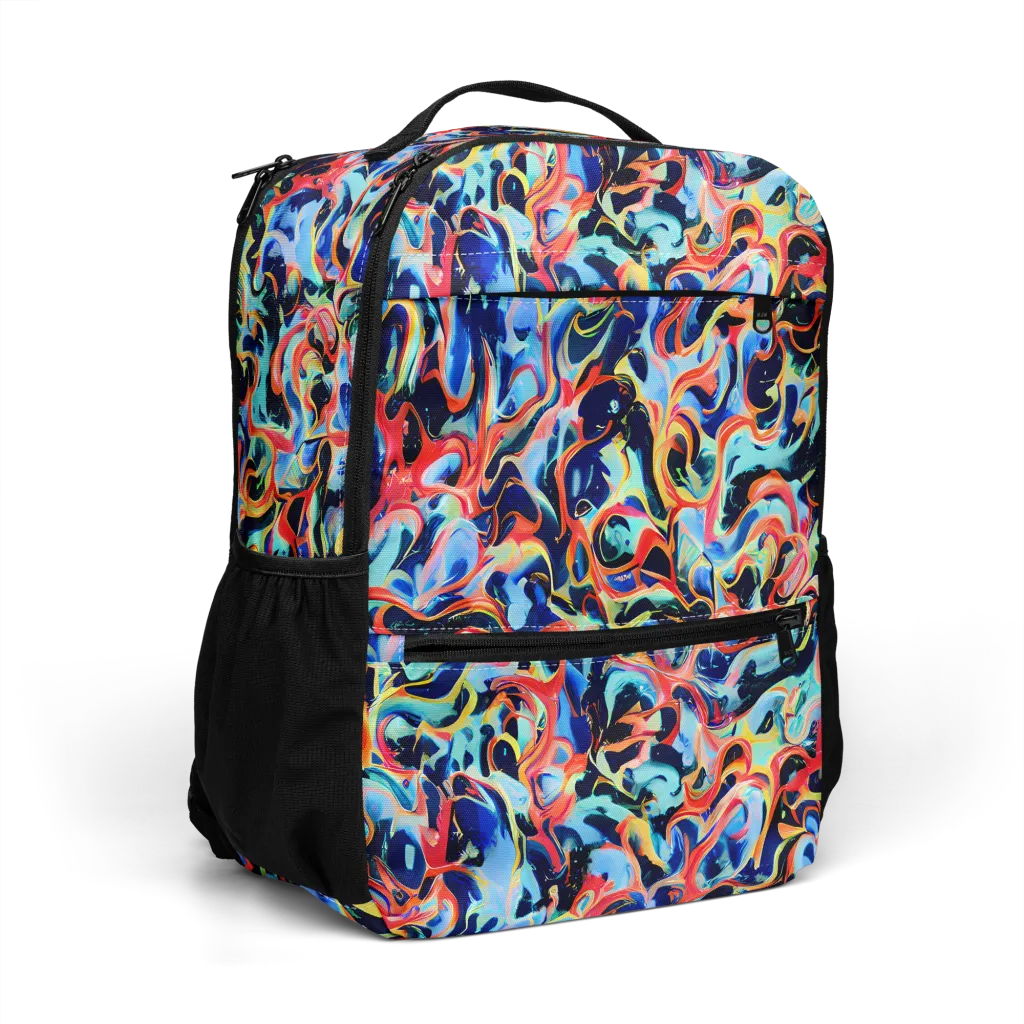Bluefire Swirl on Utility Backpack — Right Front