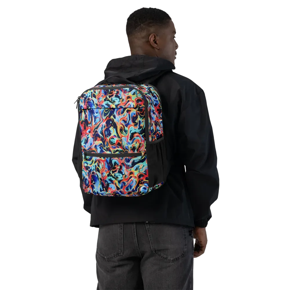 Bluefire Swirl on Utility Backpack — Back