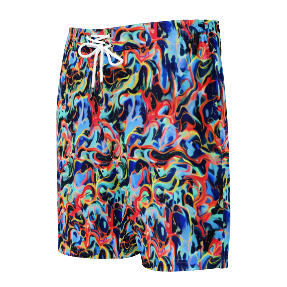 Bluefire Swirl on Men's Board Shorts — Front