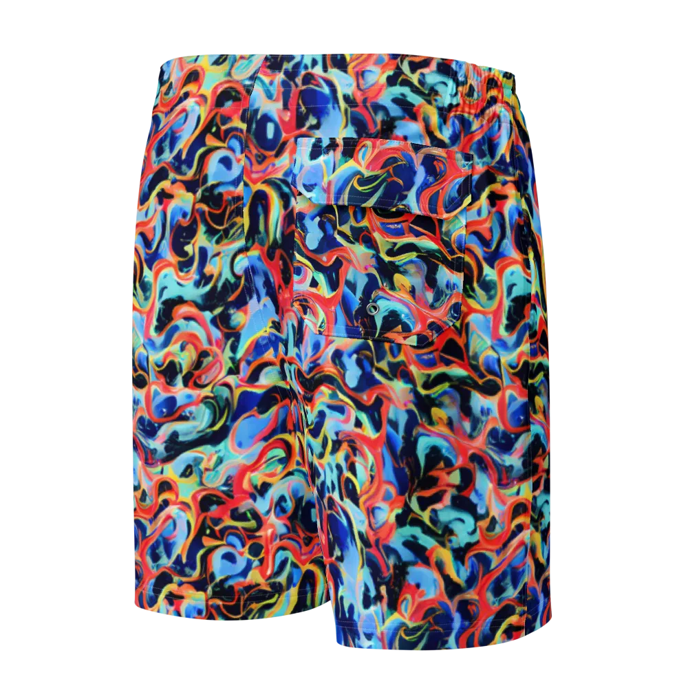 Bluefire Swirl on Men's Board Shorts — Back