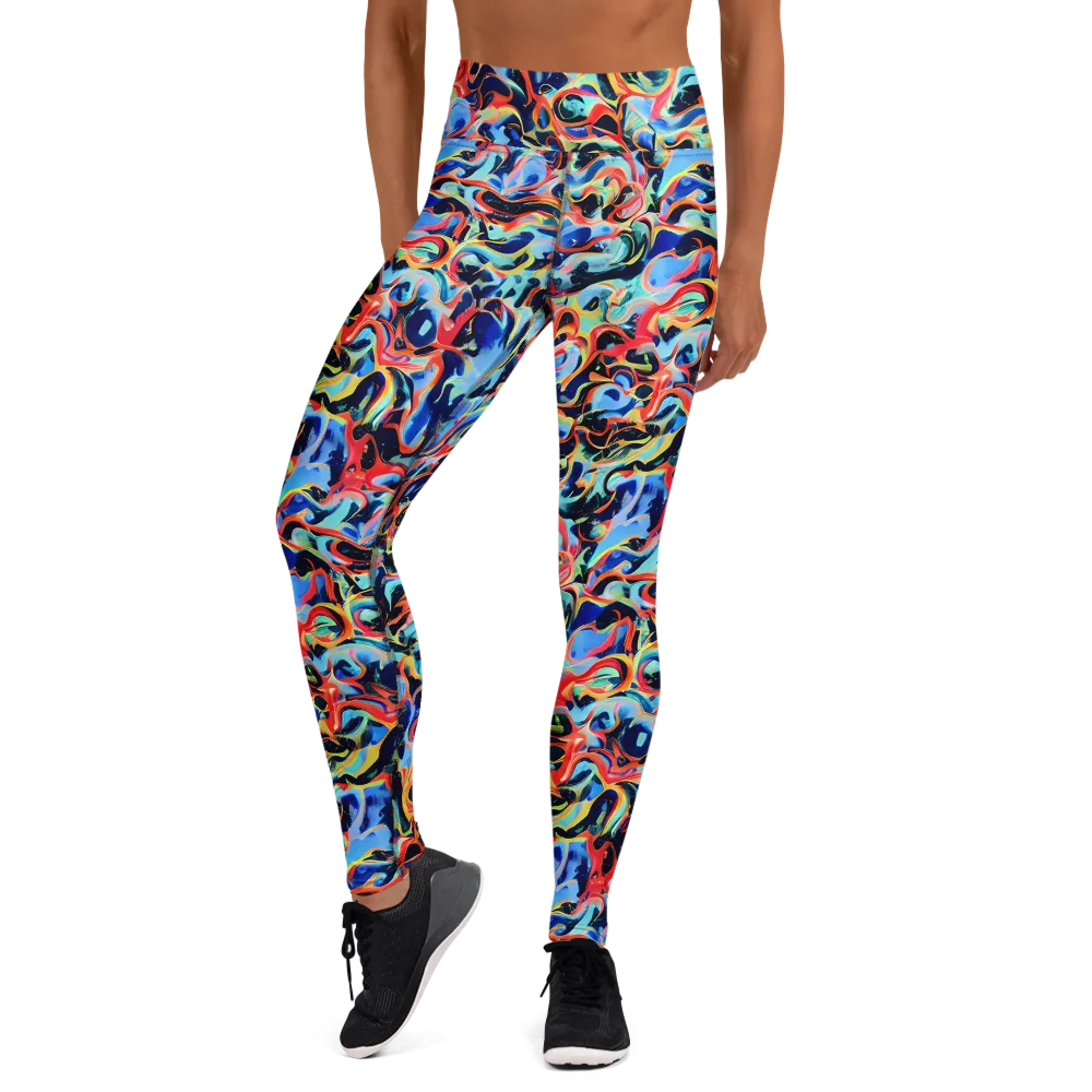 Bluefire Swirl on Yoga Leggings — Front