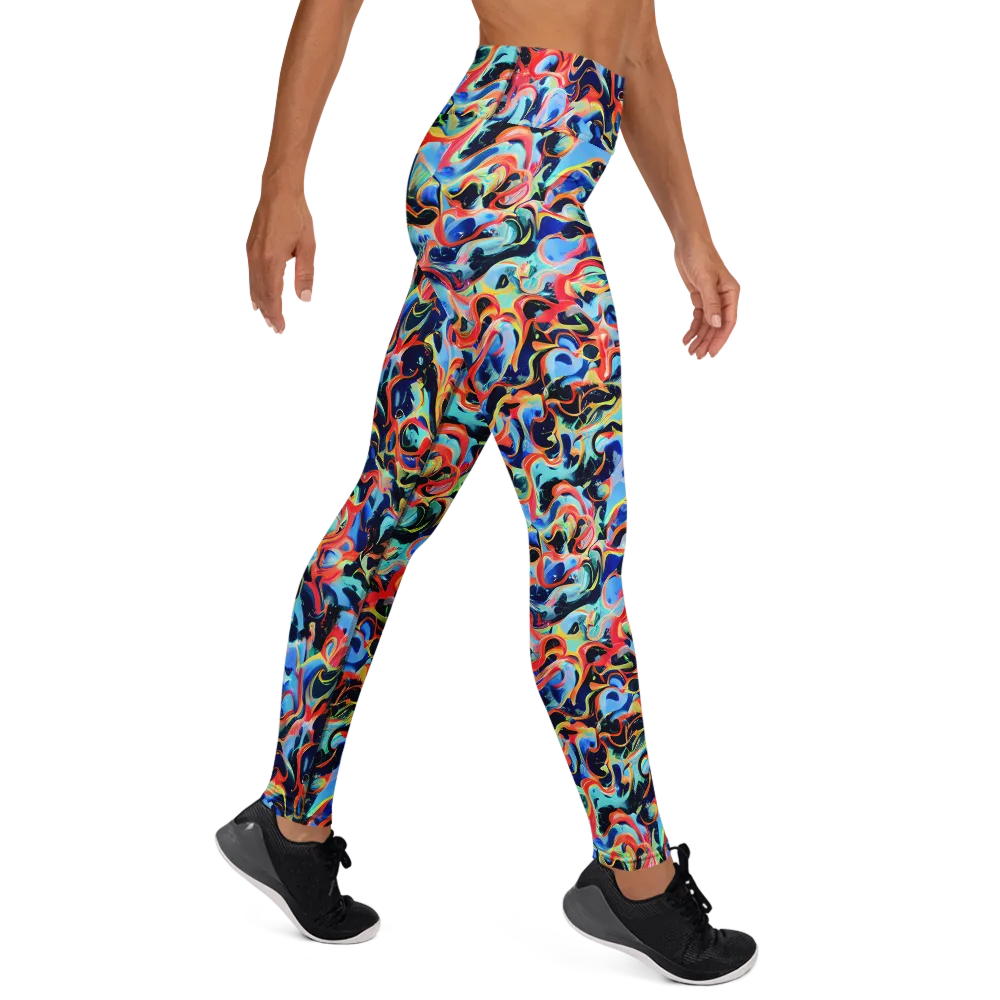 Bluefire Swirl on Yoga Leggings — Right