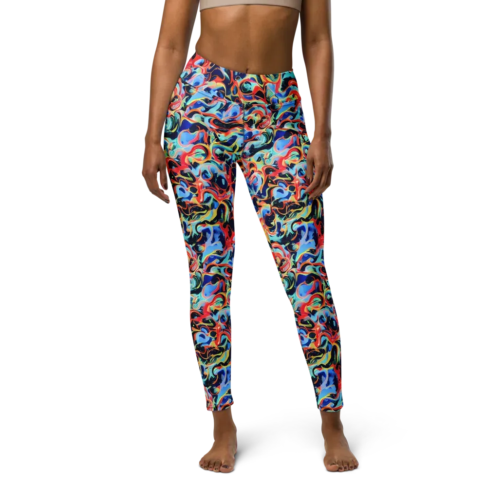 Bluefire Swirl on Yoga Leggings — Front