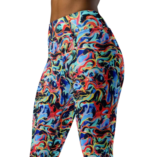 Bluefire Swirl on a Yoga Leggings