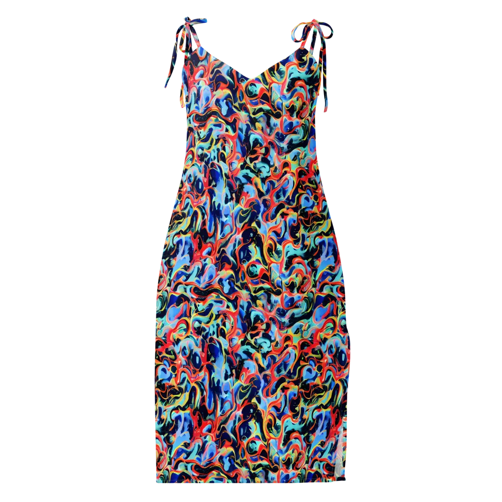 Bluefire Swirl on Slip Dress — Front