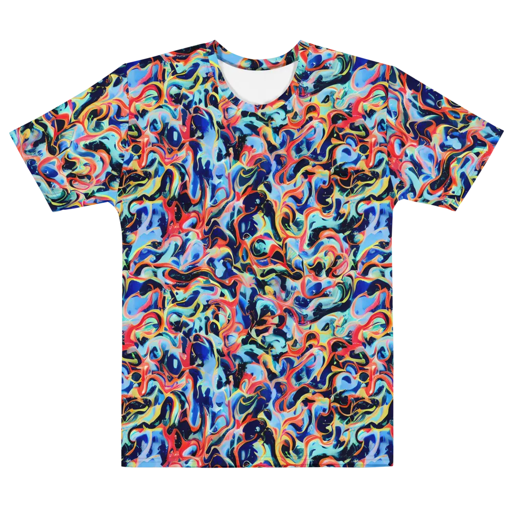 Bluefire Swirl on Men's Cotton Crew Neck T-Shirt — Front