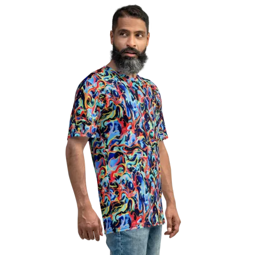 Bluefire Swirl on a Men's Crew Neck T-Shirt