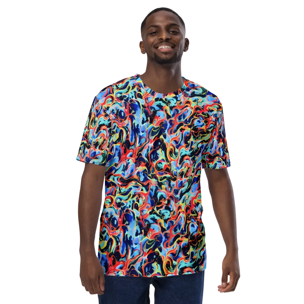 Bluefire Swirl on Men's Crew Neck T-Shirt — Front