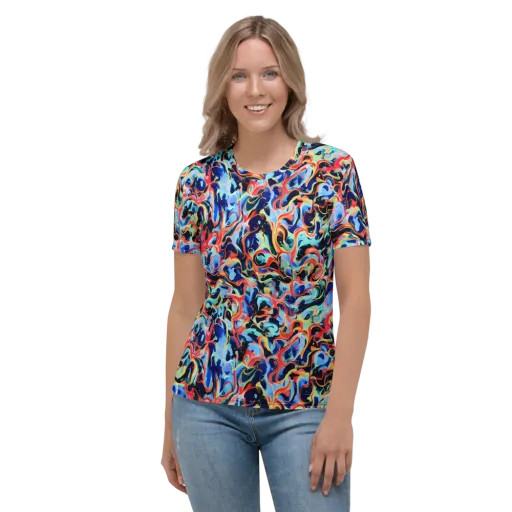 Bluefire Swirl on a Women's Crew Neck T-Shirt