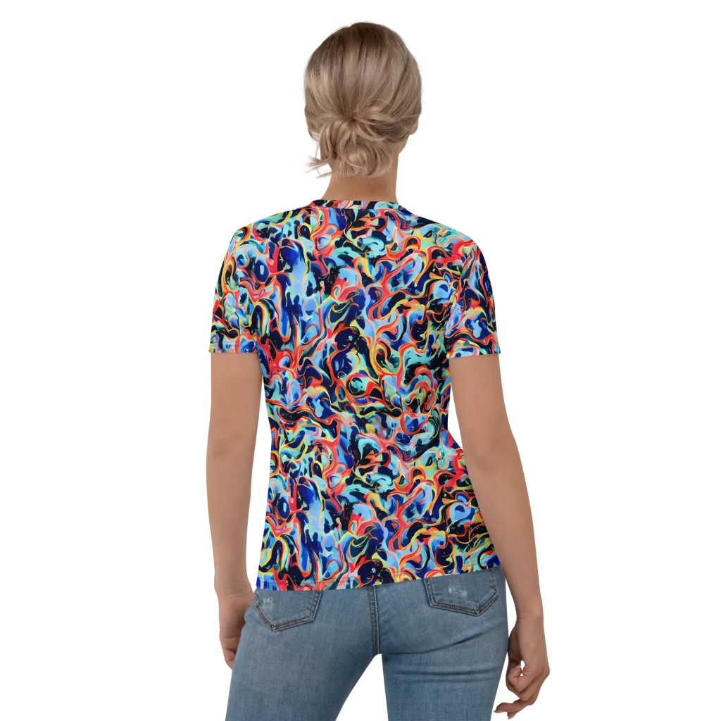 Bluefire Swirl on Women's Crew Neck T-Shirt — Back