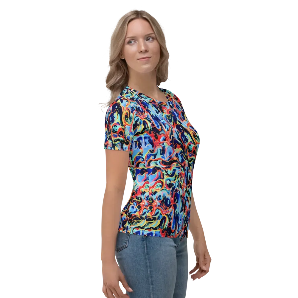 Bluefire Swirl on Women's Crew Neck T-Shirt — Right