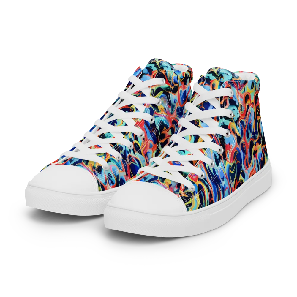 Bluefire Swirl on Women's High Top Canvas Shoes — Left Front