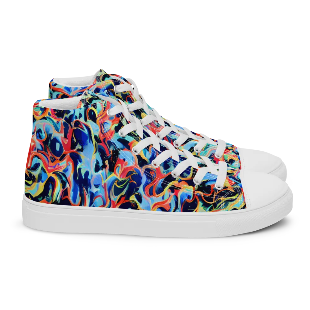 Bluefire Swirl on Women's High Top Canvas Shoes — Right
