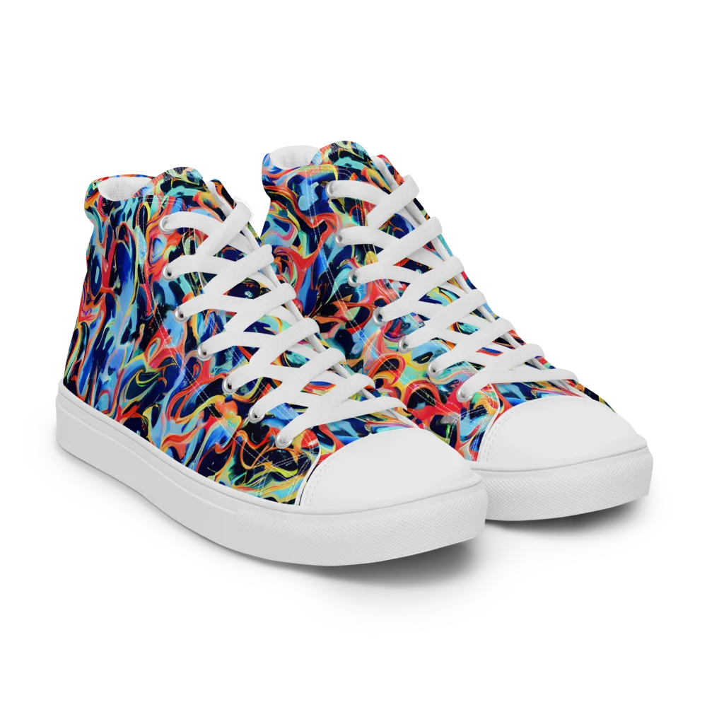 Bluefire Swirl on Women's High Top Canvas Shoes — Right Front