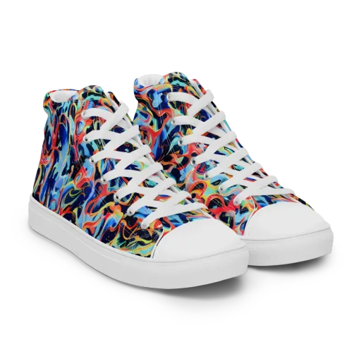 Bluefire Swirl on a Women's High Top Canvas Shoes