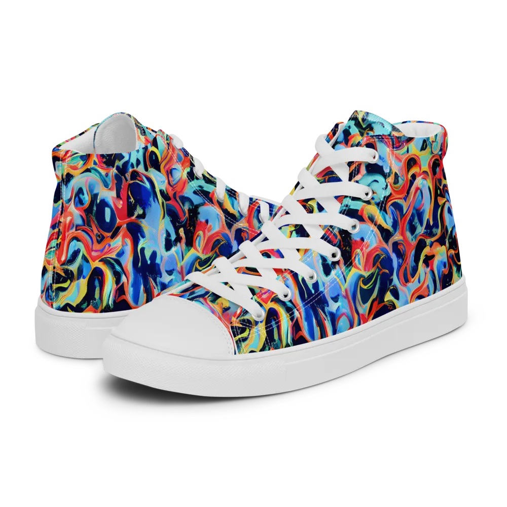Bluefire Swirl on Women's High Top Canvas Shoes — Left