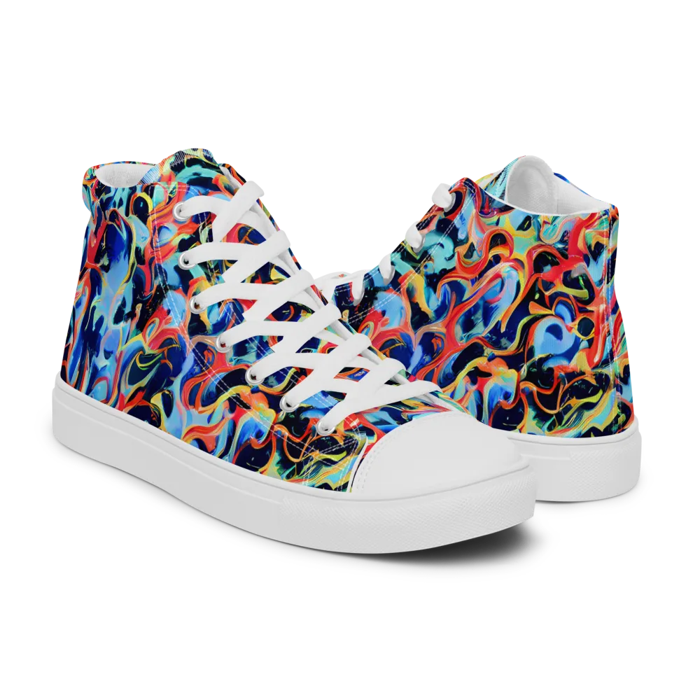 Bluefire Swirl on Women's High Top Canvas Shoes — Right