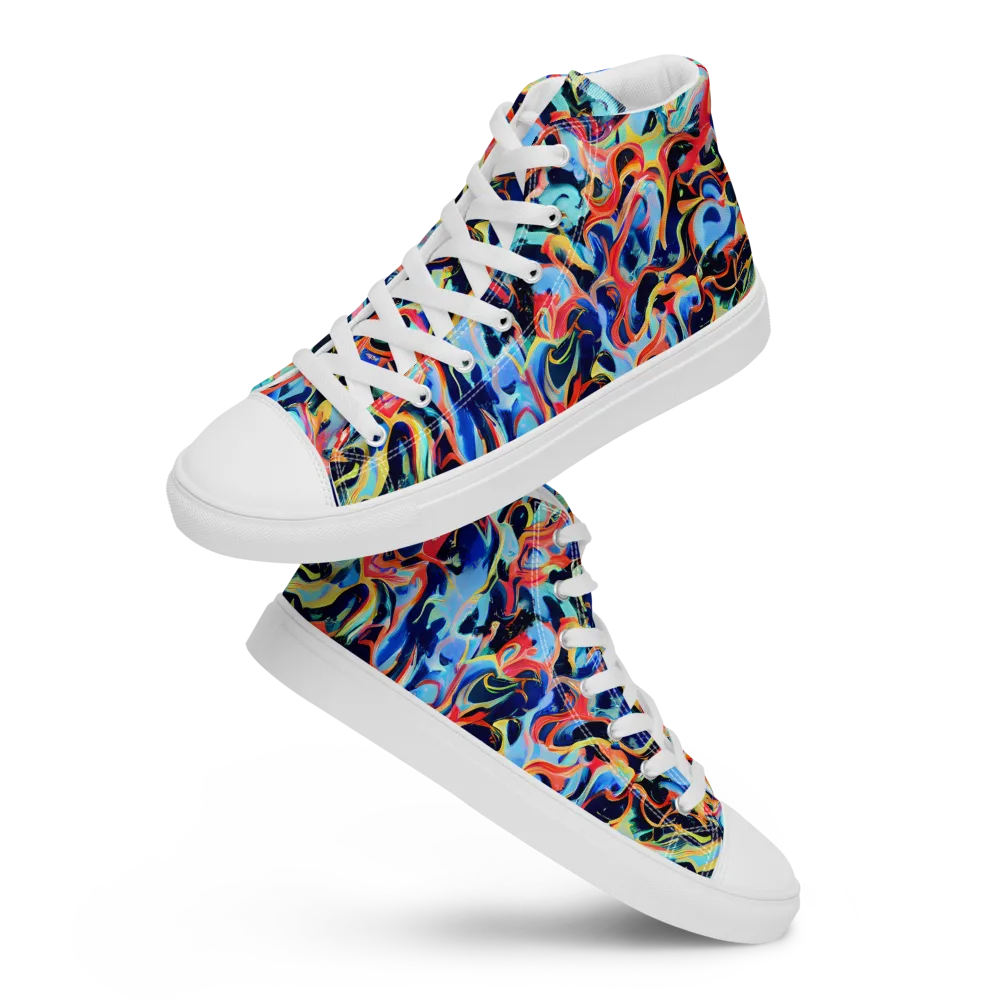 Bluefire Swirl on Women's High Top Canvas Shoes — Front