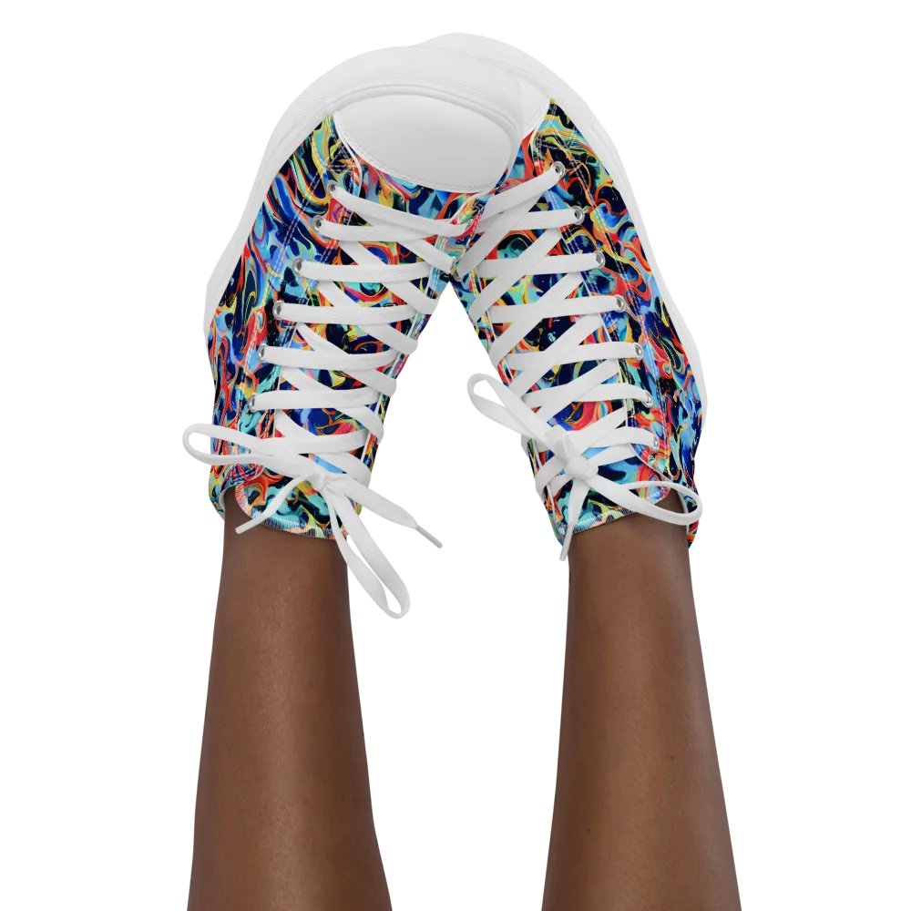 Bluefire Swirl on Women's High Top Canvas Shoes — Front