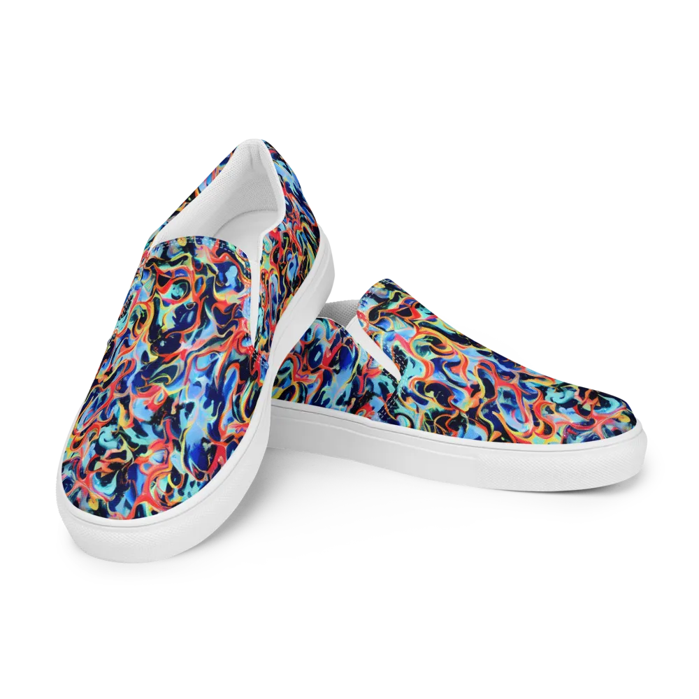 Bluefire Swirl on Men's Slip-On Canvas Shoes — Left Front