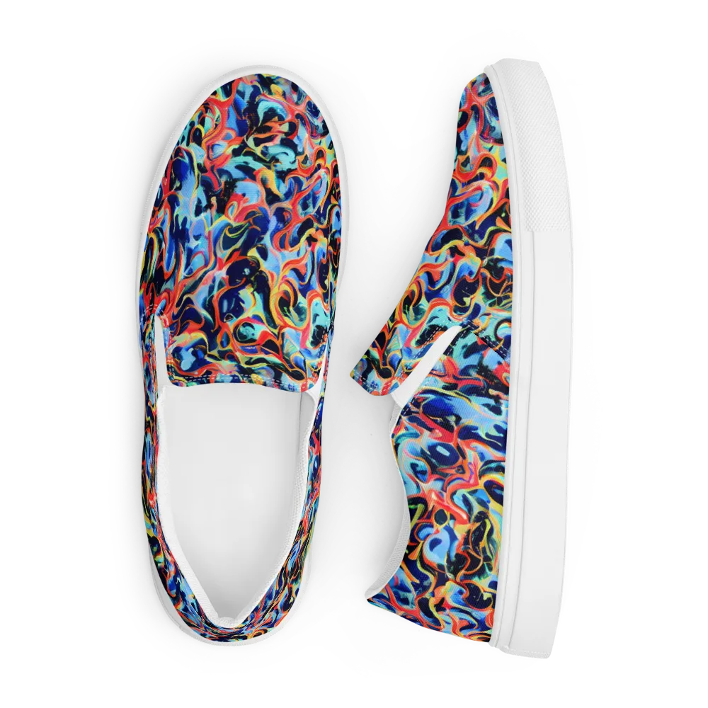 Bluefire Swirl on Men's Slip-On Canvas Shoes — Front