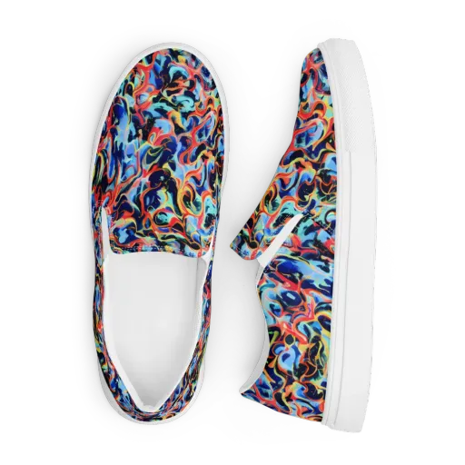 Bluefire Swirl on a Men's Slip-On Canvas Shoes