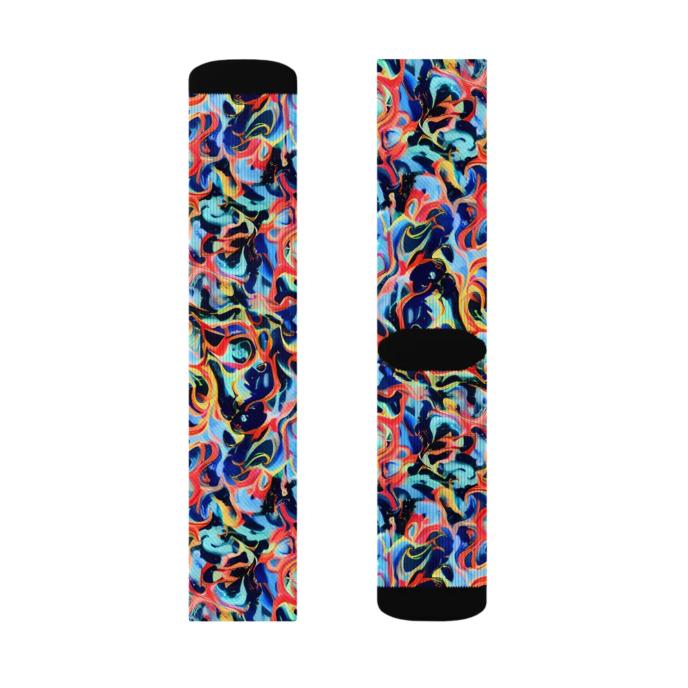 Bluefire Swirl on Socks — Left Sock