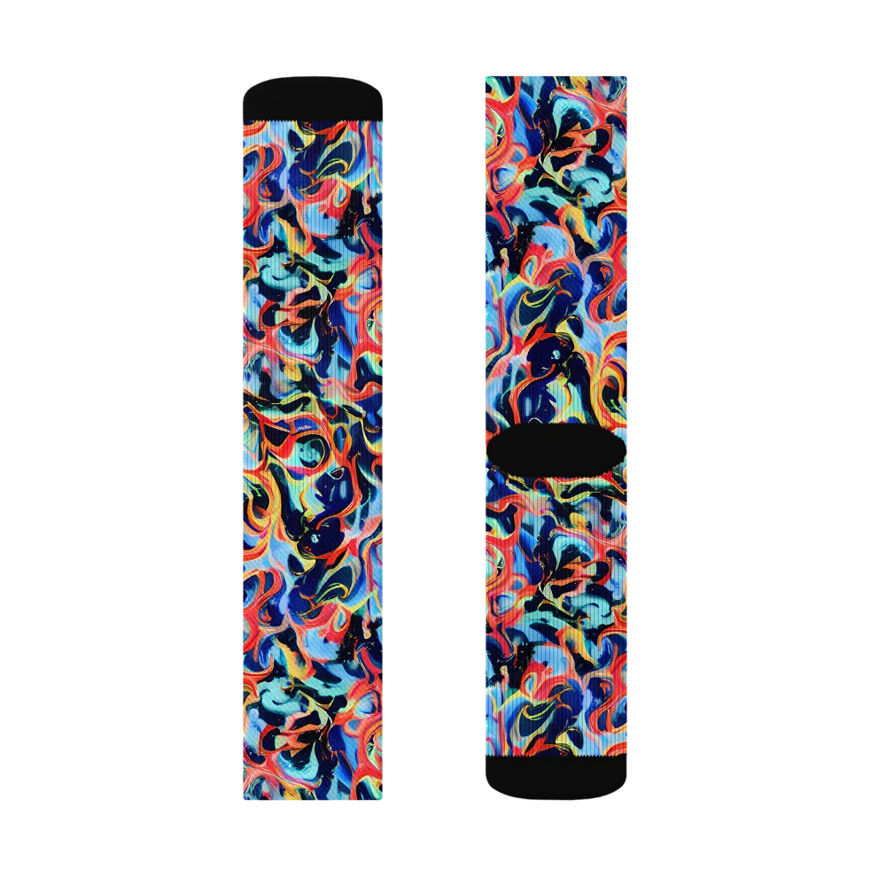 Bluefire Swirl on Socks — Right Sock