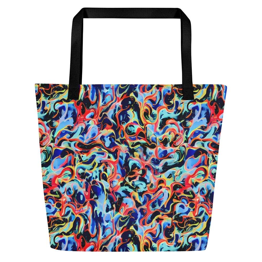 Bluefire Swirl on Large Tote Bag W/ Pocket — Front