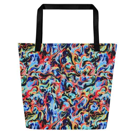 Bluefire Swirl on a Large Tote Bag W/ Pocket