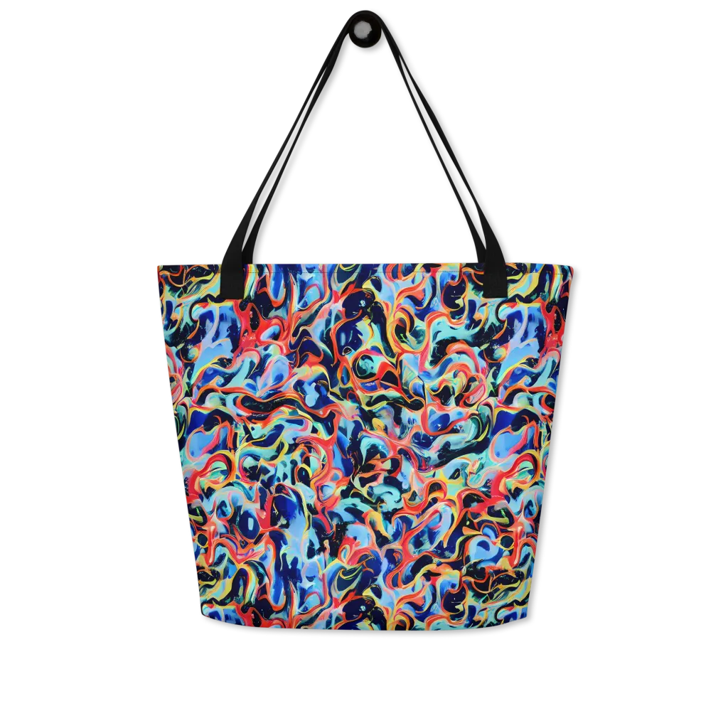 Bluefire Swirl on Large Tote Bag W/ Pocket — Front