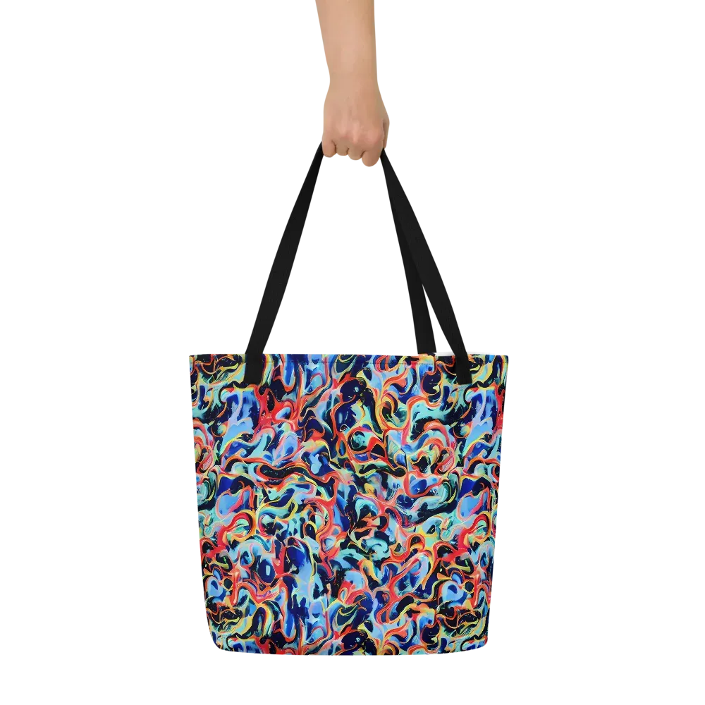 Bluefire Swirl on Large Tote Bag W/ Pocket — Front