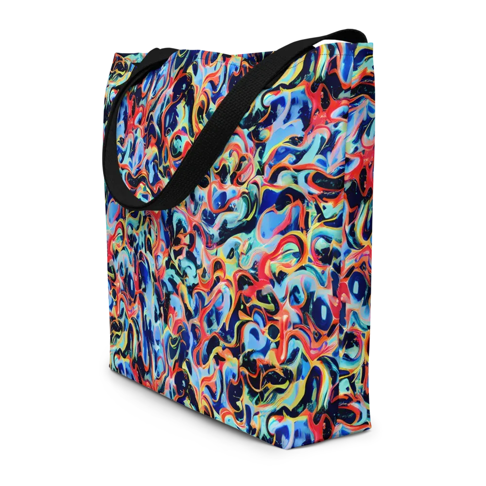 Bluefire Swirl on Large Tote Bag W/ Pocket — Front