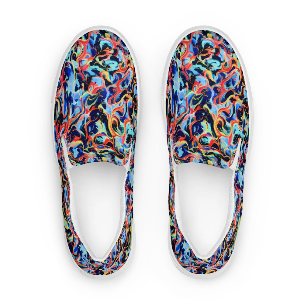 Bluefire Swirl on Women's Slip-On Canvas Shoes — Front