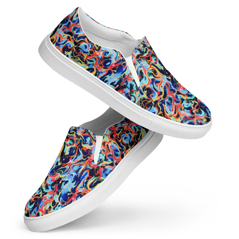 Bluefire Swirl on Women's Slip-On Canvas Shoes — Front