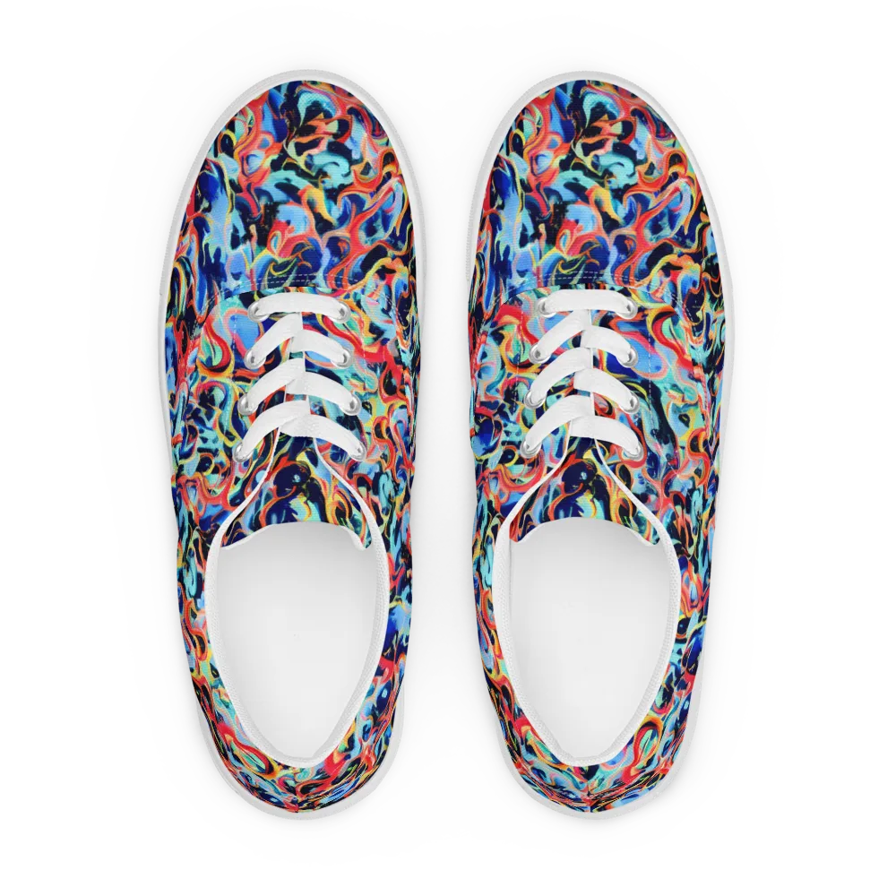 Bluefire Swirl on Men's Lace-Up Canvas Shoes — Front