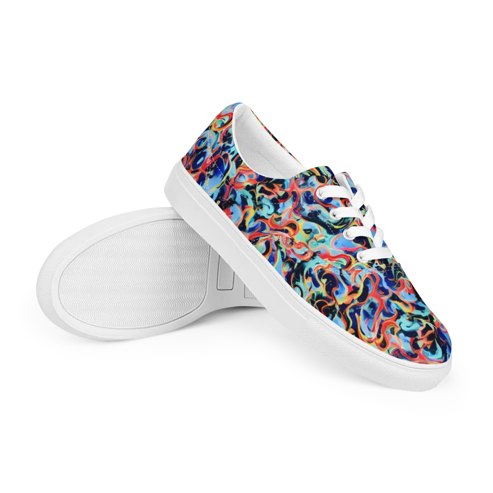 Bluefire Swirl on Men's Lace-Up Canvas Shoes — Right Front