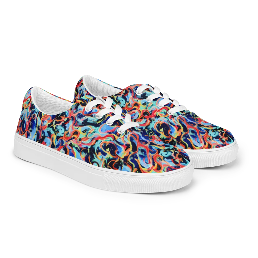 Bluefire Swirl on Men's Lace-Up Canvas Shoes — Right Front