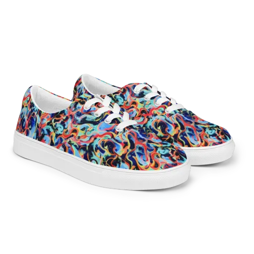 Bluefire Swirl on a Men's Lace-Up Canvas Shoes