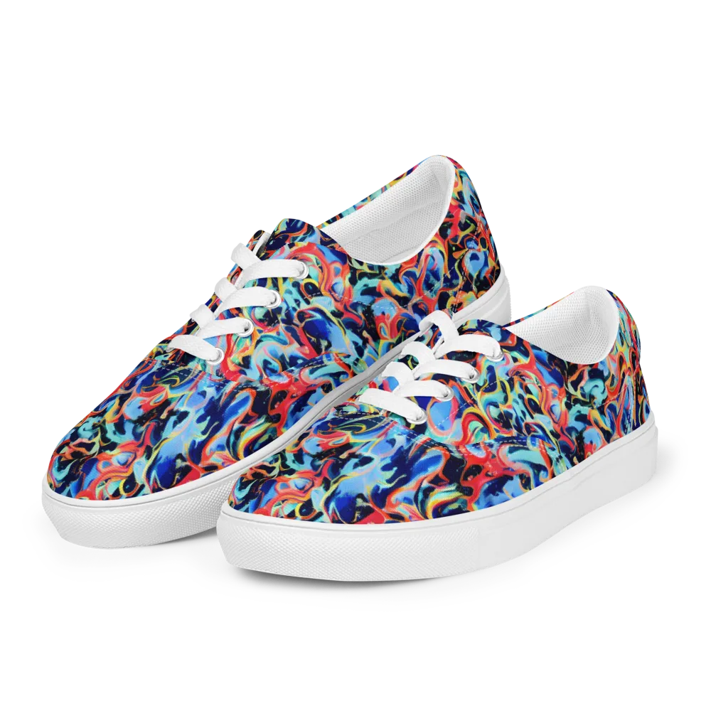 Bluefire Swirl on Men's Lace-Up Canvas Shoes — Left Front