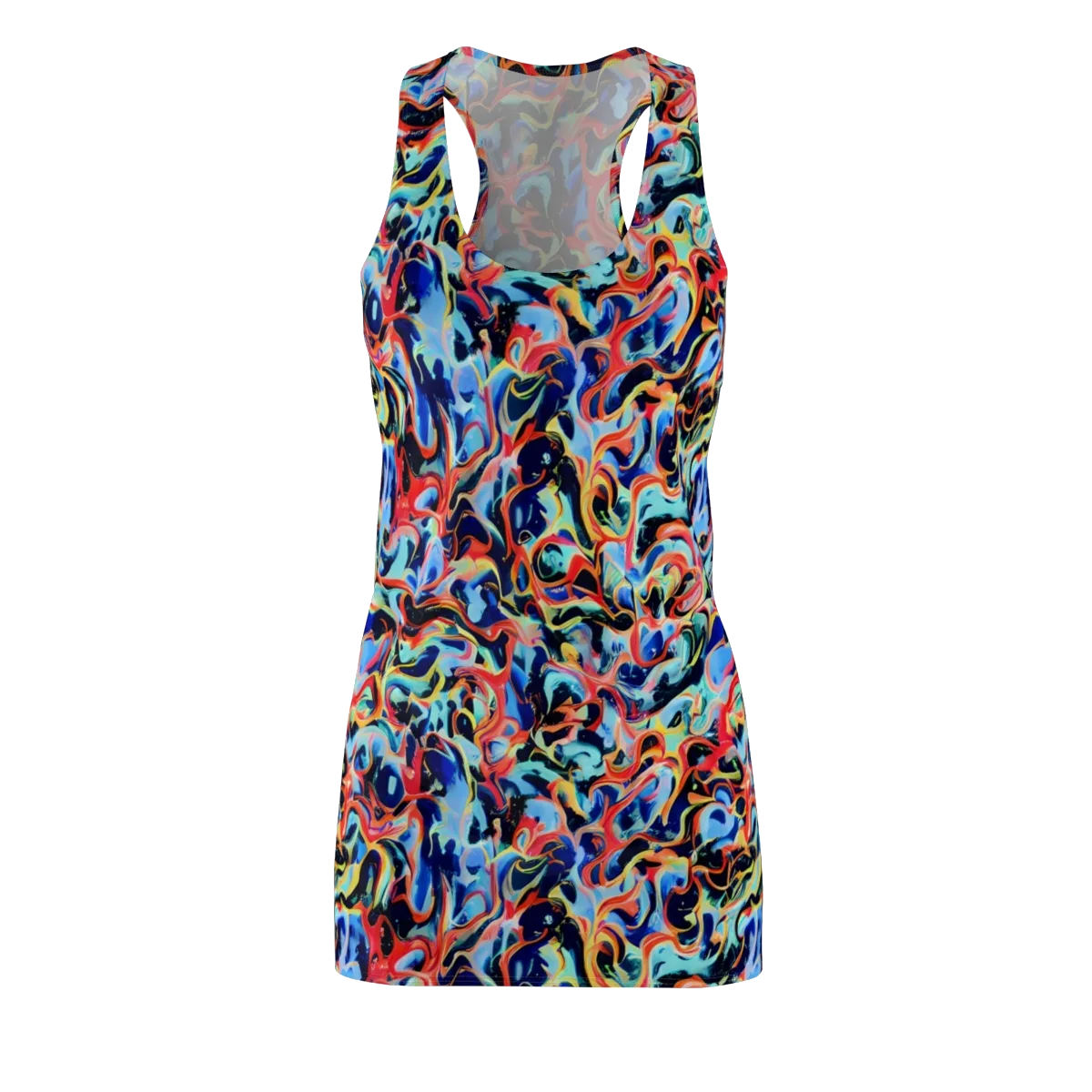 Bluefire Swirl on Racerback Dress — Front
