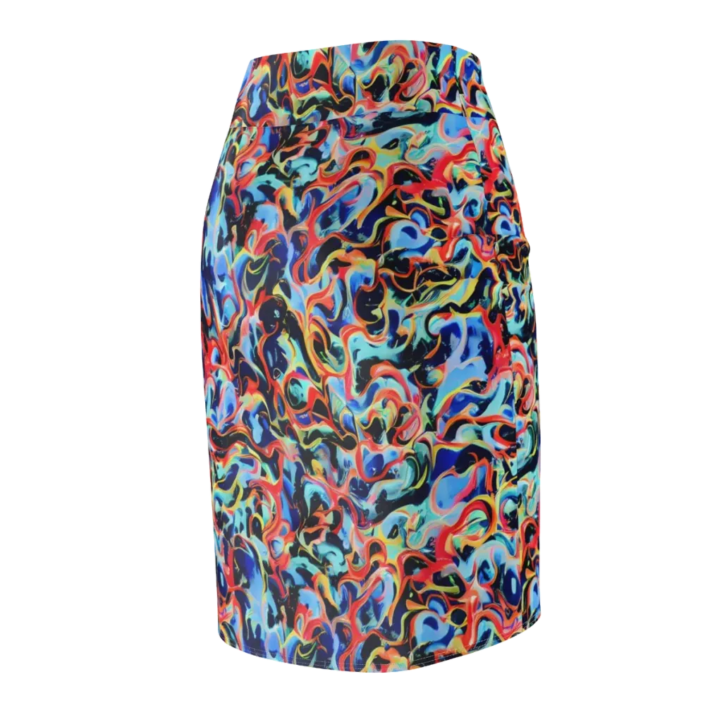 Bluefire Swirl on Pencil Skirt — Back Side